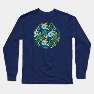 Scandinavian flowers and birds Long Sleeve T-Shirt